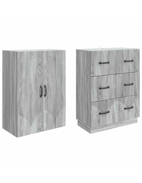Set di armadi 2 pcs Sonoma grigio 66 x 34,5 x 87 cm