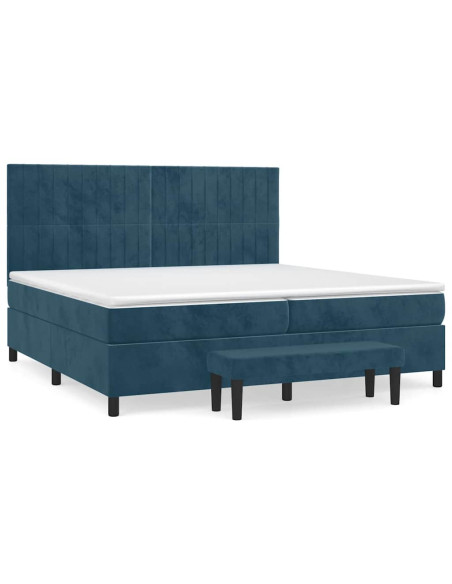 Giroletto a Molle con Materasso Blu Scuro 200x200 cm in Velluto