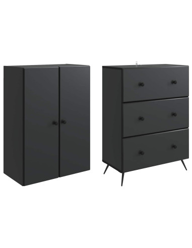 Set di armadi 2 pcs Nero 66 x 34,5 x 90 cm Legno ingegnerizzato