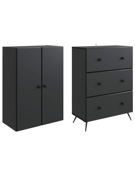 Set di armadi 2 pcs Nero 66 x 34,5 x 90 cm Legno ingegnerizzato