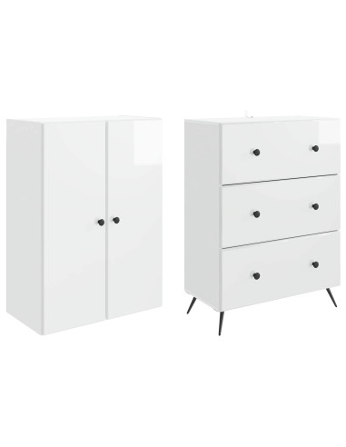 Set di armadi 2 pcs Bianco Lucido 66 x 34,5 x 90 cm