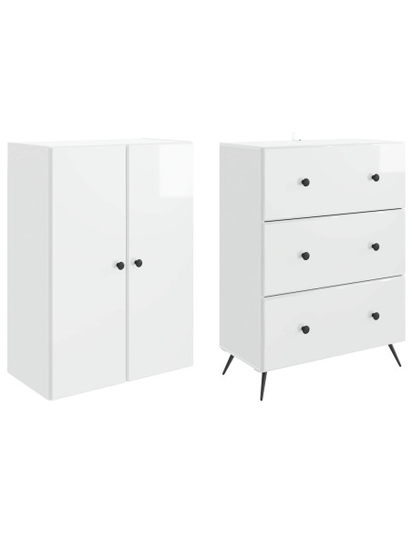Set di armadi 2 pcs Bianco Lucido 66 x 34,5 x 90 cm