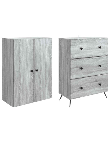 Set di armadi 2 pcs Sonoma grigio 66 x 34,5 x 90 cm