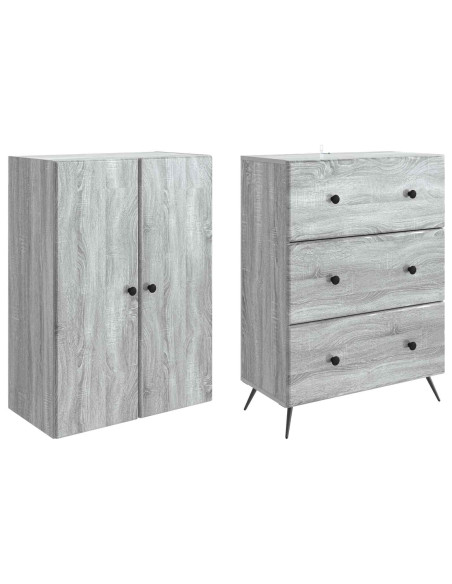 Set di armadi 2 pcs Sonoma grigio 66 x 34,5 x 90 cm