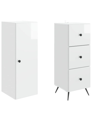 Set di armadi 2 pcs Bianco Lucido 34,5 x 34,5 x 90 cm