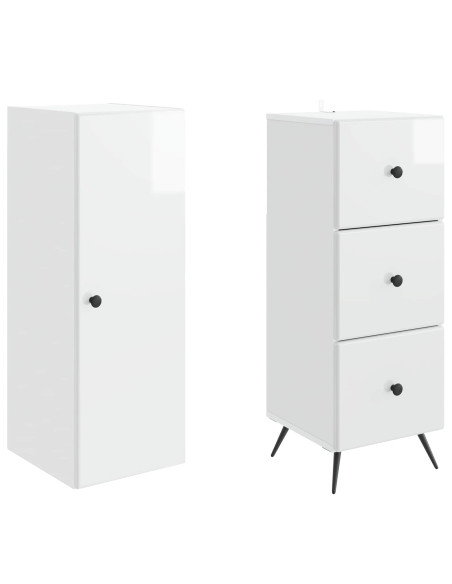 Set di armadi 2 pcs Bianco Lucido 34,5 x 34,5 x 90 cm