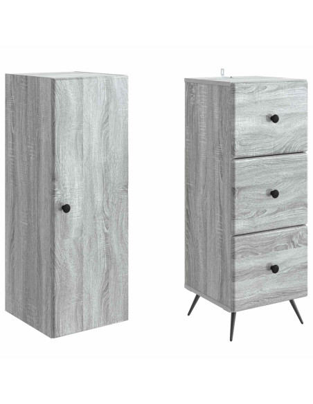 Set di armadi 2 pcs Sonoma grigio 34,5 x 34,5 x 90 cm