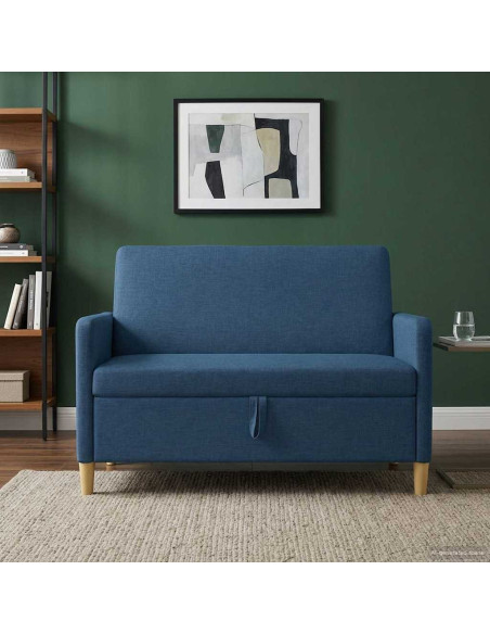 Divano con Storage Blu 122 x 78 x 87 cm Poliestere