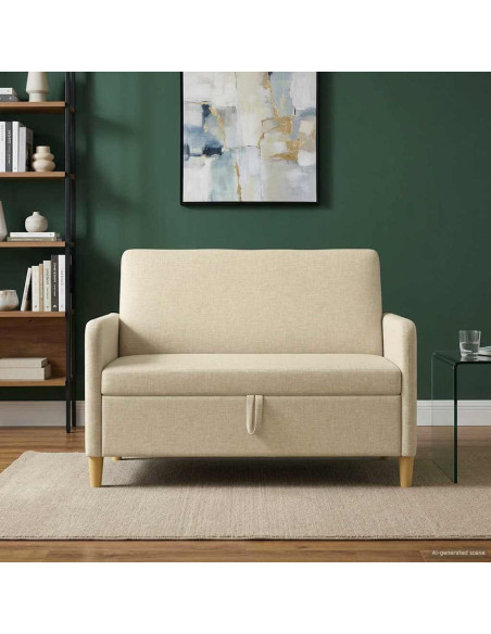 Divano con Storage Crema 122 x 78 x 87 cm Poliestere
