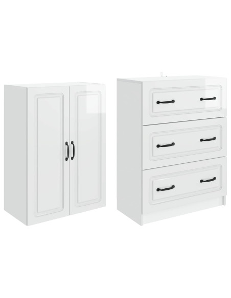 Set di armadi 2 pcs Bianco Lucido 66 x 34,5 x 87 cm