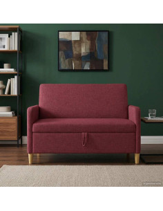 Divano con Storage Rosso Vino 122 x 78 x 87 cm Poliestere