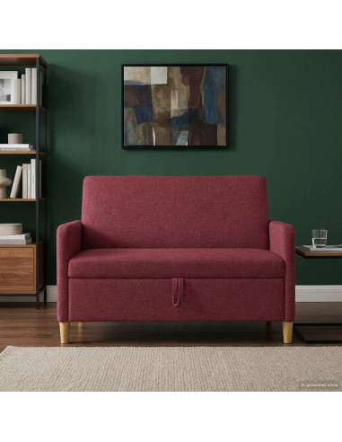 Divano con Storage Rosso Vino 122 x 78 x 87 cm Poliestere