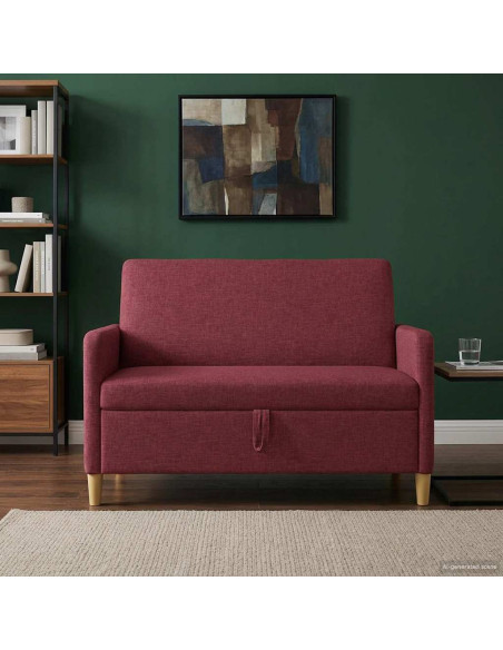 Divano con Storage Rosso Vino 122 x 78 x 87 cm Poliestere