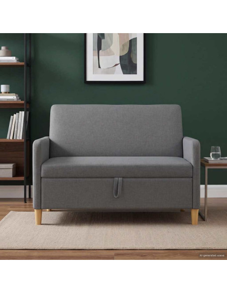 Divano con Storage Grigio Scuro 122 x 78 x 87 cm Poliestere