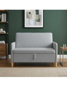 Divano con Storage Grigio Chiaro 122 x 78 x 87 cm Poliestere