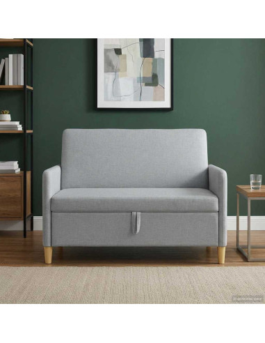 Divano con Storage Grigio Chiaro 122 x 78 x 87 cm Poliestere