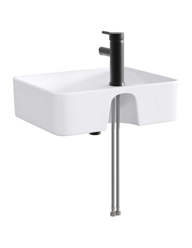 Lavabo da bagno Nero Opaco 48,5 x 37,5 x 13 cm Metallo