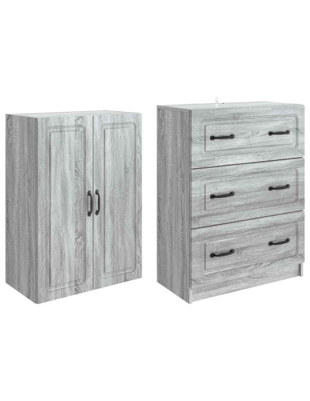 Set di armadi 2 pcs Sonoma grigio 66 x 34,5 x 87 cm