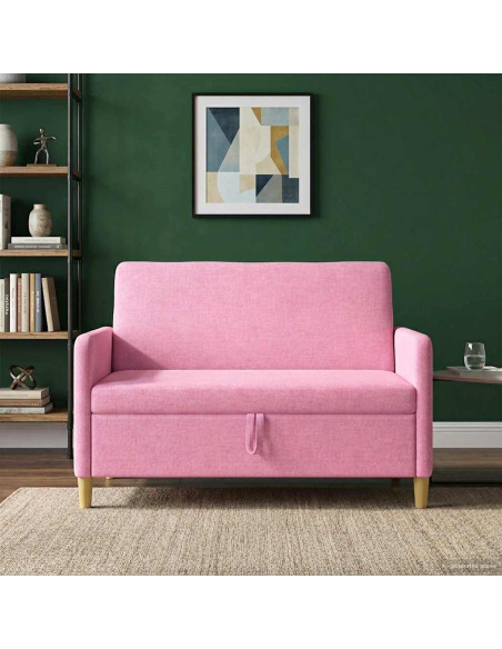Divano con Storage Rosa 122 x 78 x 87 cm Poliestere