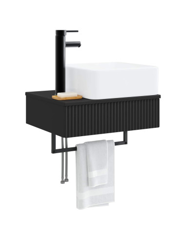 Lavabo da Parete Nero 50 x 41 x 39 cm Legno ingegnerizzato