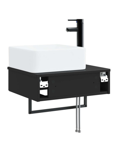Lavabo da Parete Nero 50 x 41 x 39 cm Legno ingegnerizzato