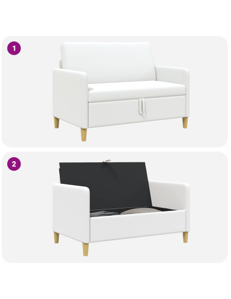 Divano con Storage Bianco 122 x 78 x 87 cm Poliestere