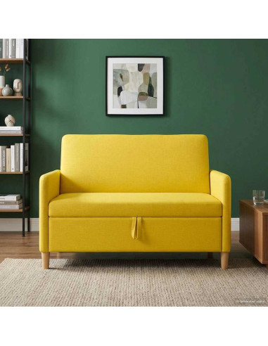 Divano con Storage Giallo Chiaro 122 x 78 x 87 cm Poliestere
