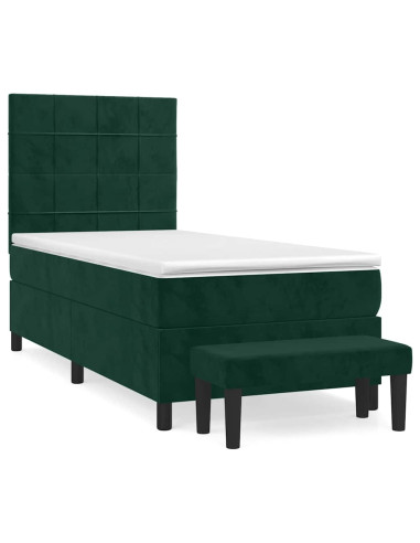 Giroletto a Molle con Materasso Verde Scuro 100x200 cm Velluto