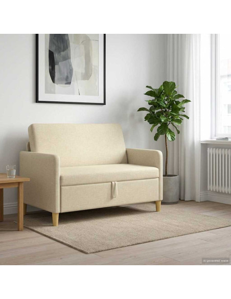 Divano con Storage Crema 122 x 78 x 87 cm Poliestere