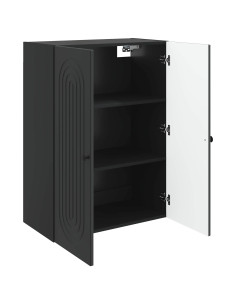Mobiletto a muro Nero 66 x 34,5 x 90 cm Legno ingegnerizzato 2
