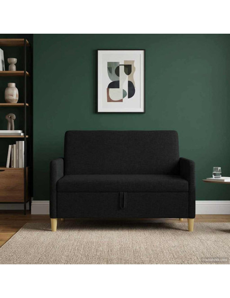 Divano con Storage Nero 122 x 78 x 87 cm Poliestere
