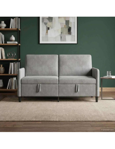 Divano con Storage Grigio Chiaro 152 x 78 x 87 cm Poliestere
