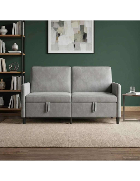 Divano con Storage Grigio Chiaro 152 x 78 x 87 cm Poliestere