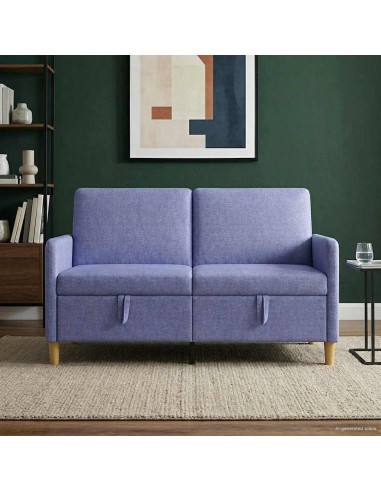 Divano con Storage Blu jeans 152 x 78 x 87 cm Poliestere