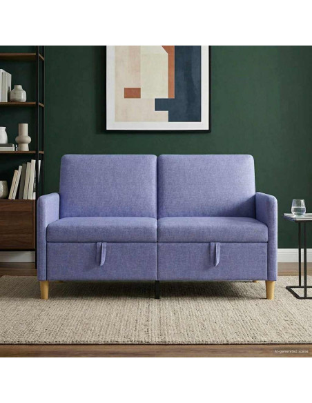 Divano con Storage Blu jeans 152 x 78 x 87 cm Poliestere