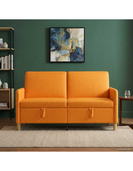 Divano con Storage Giallo Scuro 152 x 78 x 87 cm Poliestere