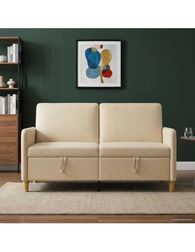 Divano con Storage Crema 152 x 78 x 87 cm Poliestere