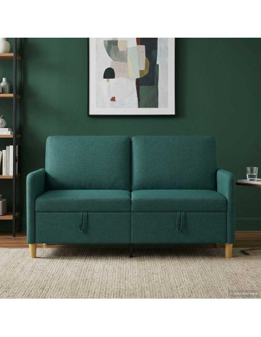 Divano con Storage Verde Scuro 152 x 78 x 87 cm Poliestere