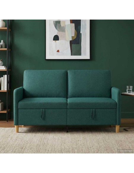 Divano con Storage Verde Scuro 152 x 78 x 87 cm Poliestere