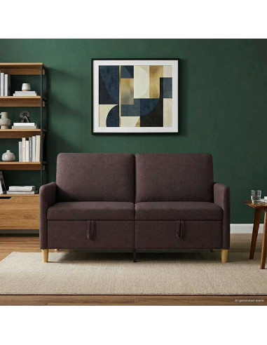 Divano con Storage Marrone Scuro 152 x 78 x 87 cm Poliestere