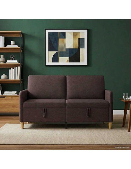Divano con Storage Marrone Scuro 152 x 78 x 87 cm Poliestere