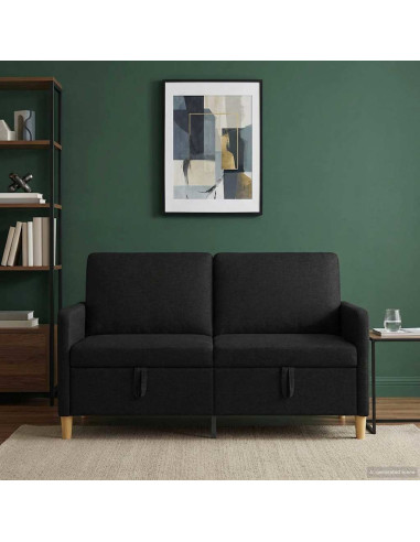Divano con Storage Nero 152 x 78 x 87 cm Poliestere