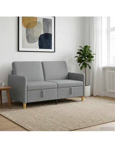 Divano con Storage Grigio Chiaro 152 x 78 x 87 cm Poliestere