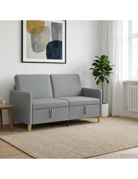 Divano con Storage Grigio Chiaro 152 x 78 x 87 cm Poliestere