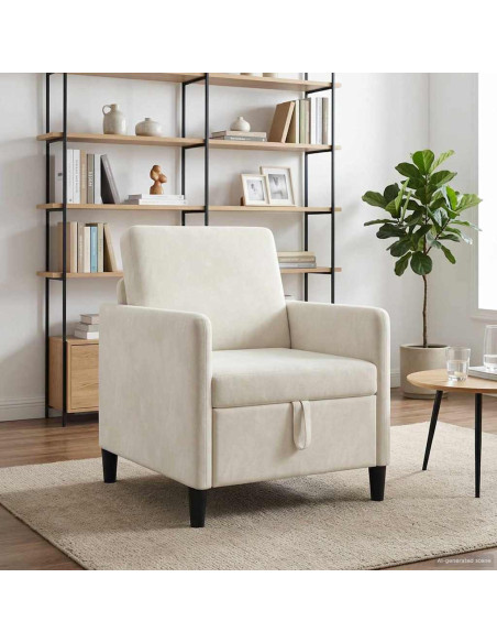 Divano con Storage Crema 72 x 78 x 87 cm Poliestere
