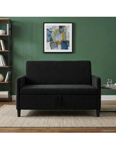 Divano con Storage Nero 122 x 78 x 87 cm Poliestere