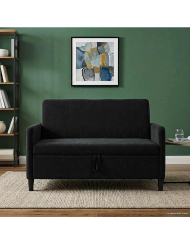 Divano con Storage Nero 122 x 78 x 87 cm Poliestere
