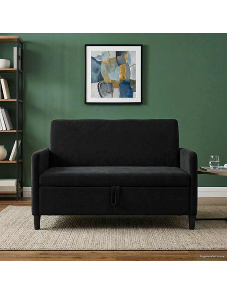 Divano con Storage Nero 122 x 78 x 87 cm Poliestere