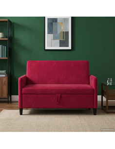 Divano con Storage Rosso Vino 122 x 78 x 87 cm Poliestere