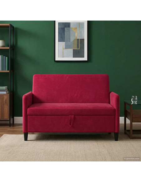Divano con Storage Rosso Vino 122 x 78 x 87 cm Poliestere